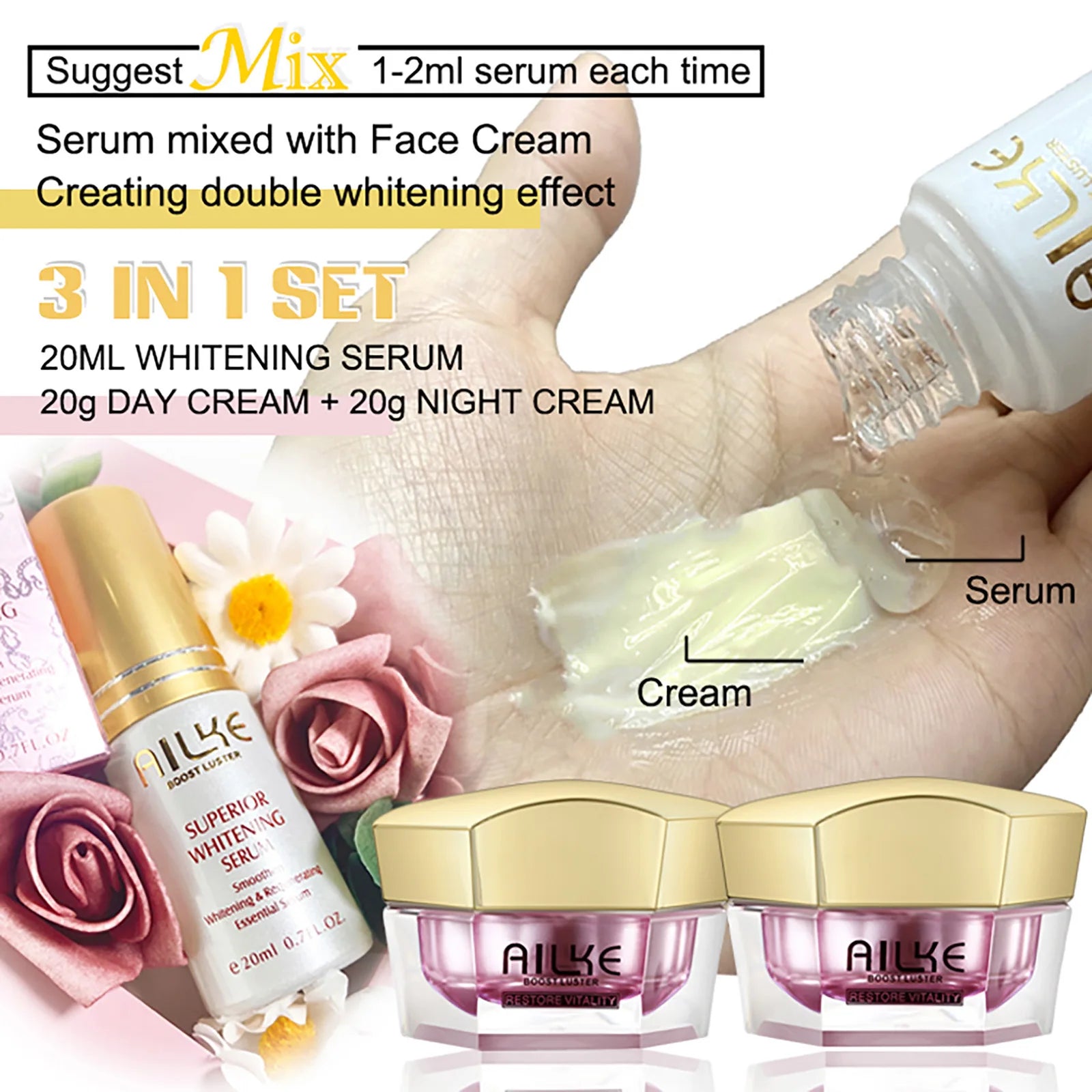 AILKE Whitening Face Cream – Hyaluronic Acid Moisturizer