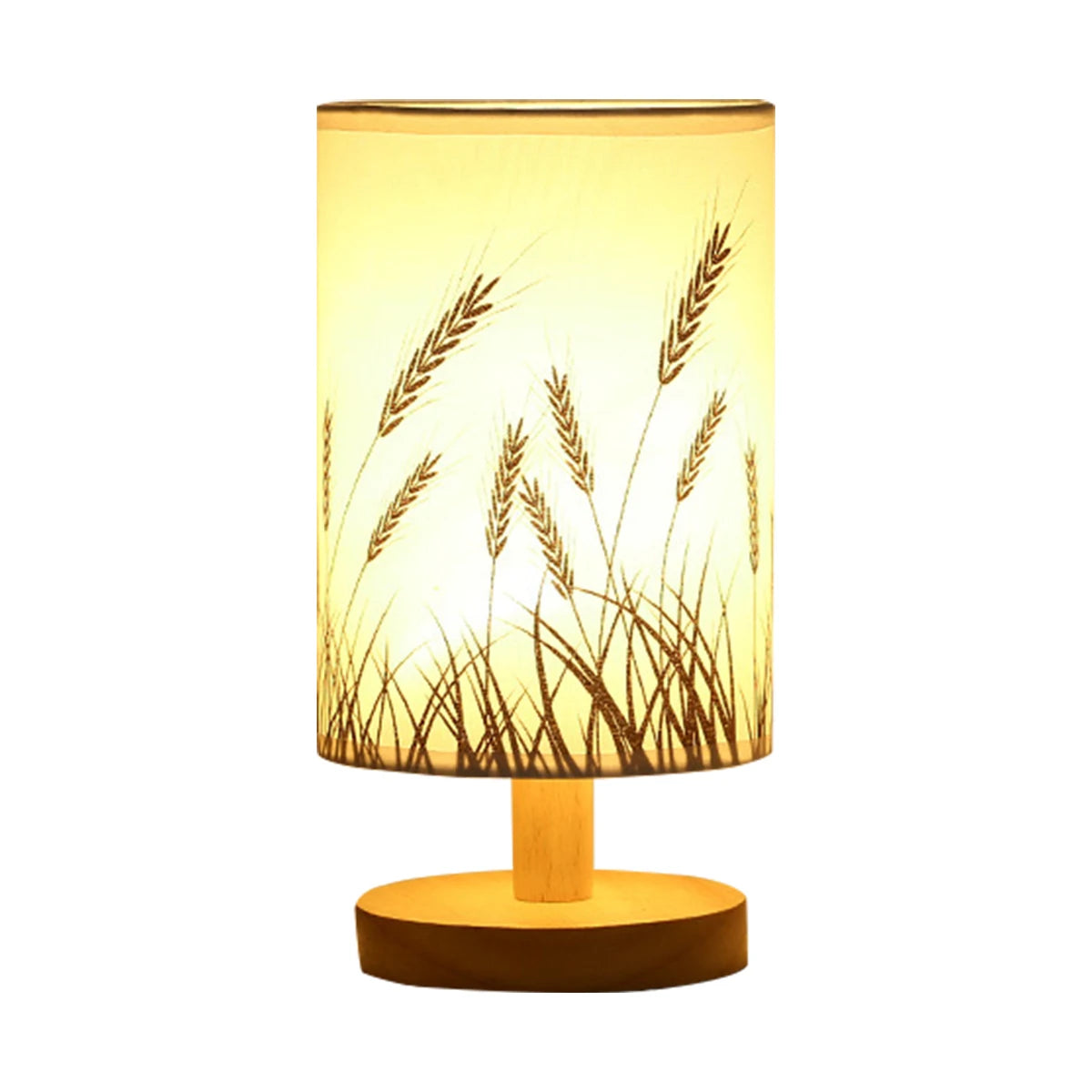 USB Wooden Bedside Lamp – Cylinder Shade Night Light for Bedroom