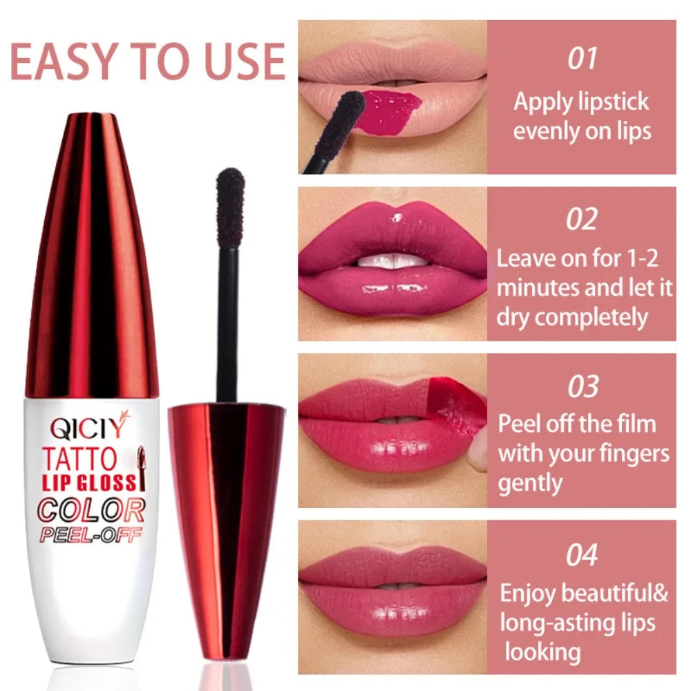 Peel-Off Matte Lip Gloss Set – 4 Waterproof Shades