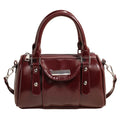 Burgundy Mini Top-handle Bags For Women Bright PU Leather Pure Color Shoulder Crossbody Bags 2024 Latest Luxury Designer Handbag