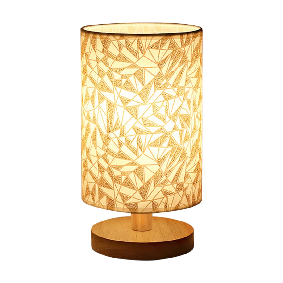 USB Wooden Bedside Lamp – Cylinder Shade Night Light for Bedroom