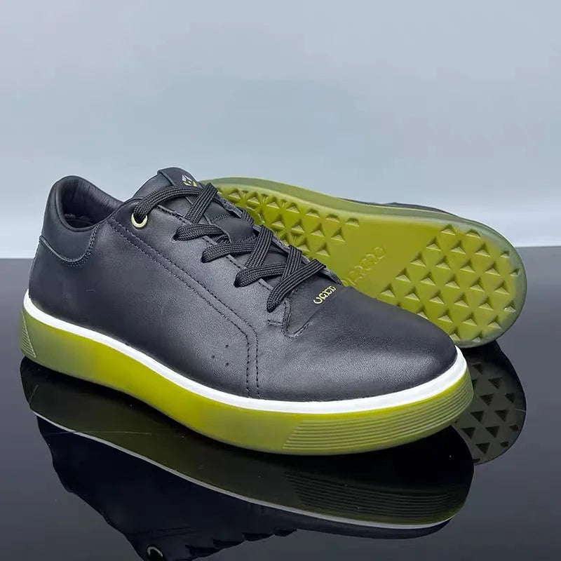 Men's Premium Leather Sneakers – Comfort Outdoor Walking Shoes