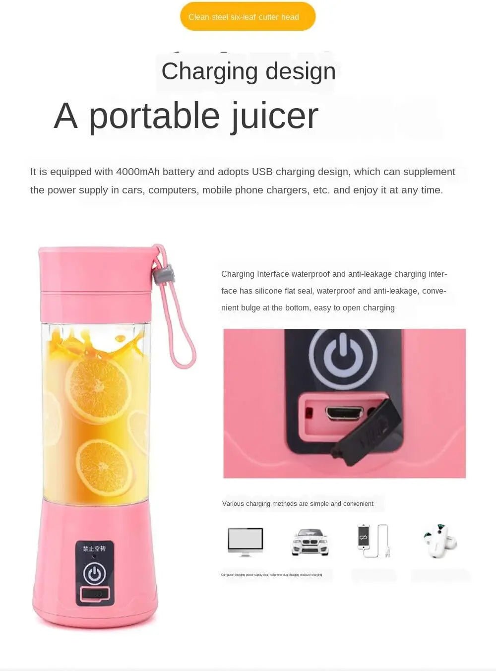 Portable Electric Juicer – USB Smoothie & Citrus Blender - Astrashop